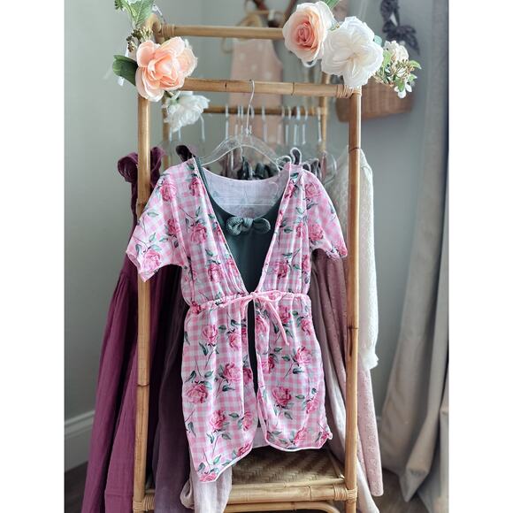 New Briar Rose Gingham Mesh Tie Front Kimono Swim Coverup 4T - Picture 3 of 4